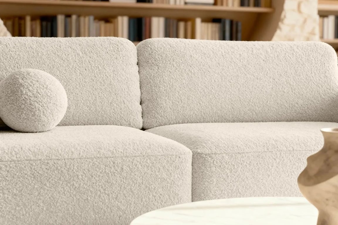 Gigi - Canapé convertible 3 places tissu bouclette beige - Vue supplémentaire 3