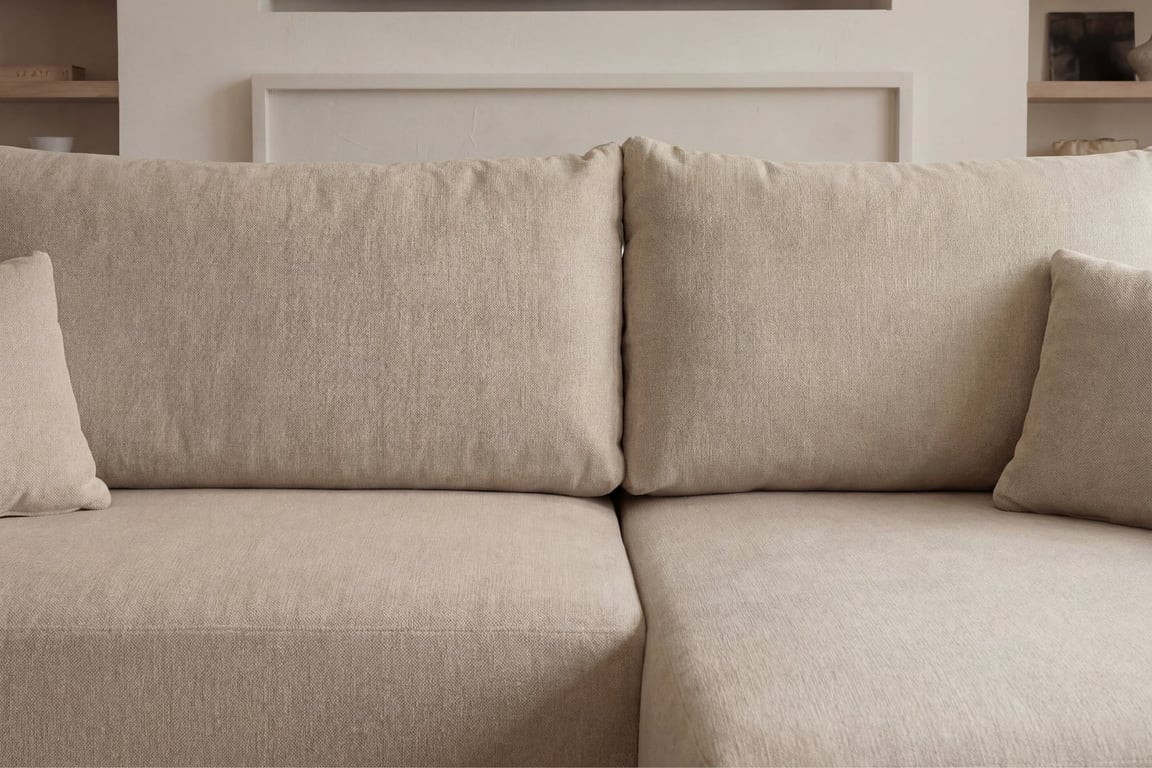 Sacha - Canapé d'angle convertible 3 places tissu chiné beige - Vue supplémentaire 2