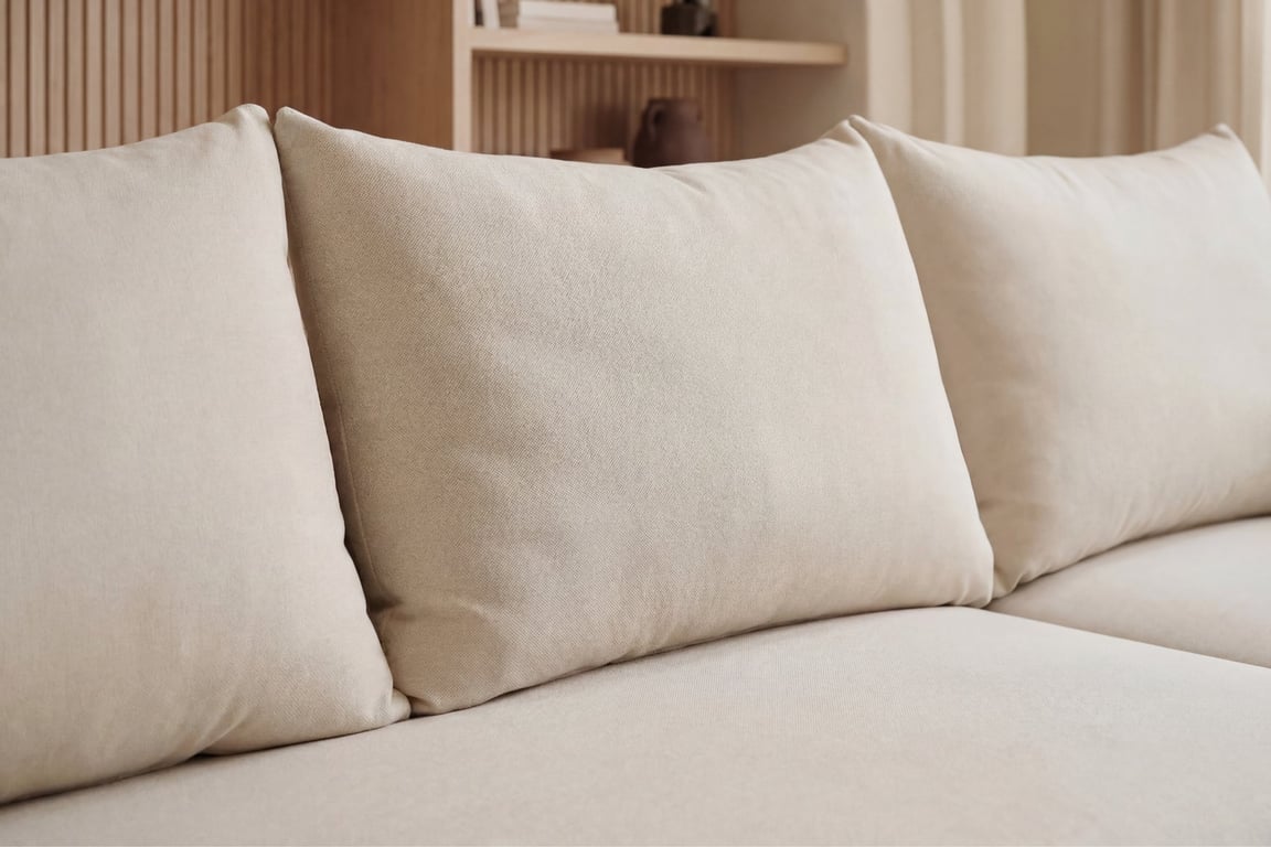 Oceane - Canapé d'angle convertible 3 places tissu beige - Vue supplémentaire 3
