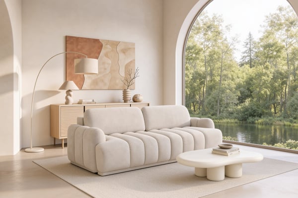 Maria - Canapé convertible 3 places tissu beige