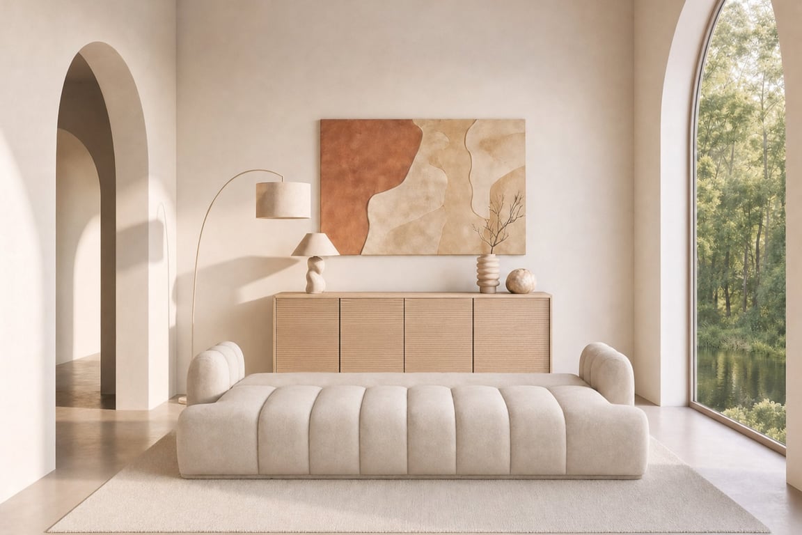 Maria - Canapé convertible 3 places tissu beige - Vue supplémentaire 2
