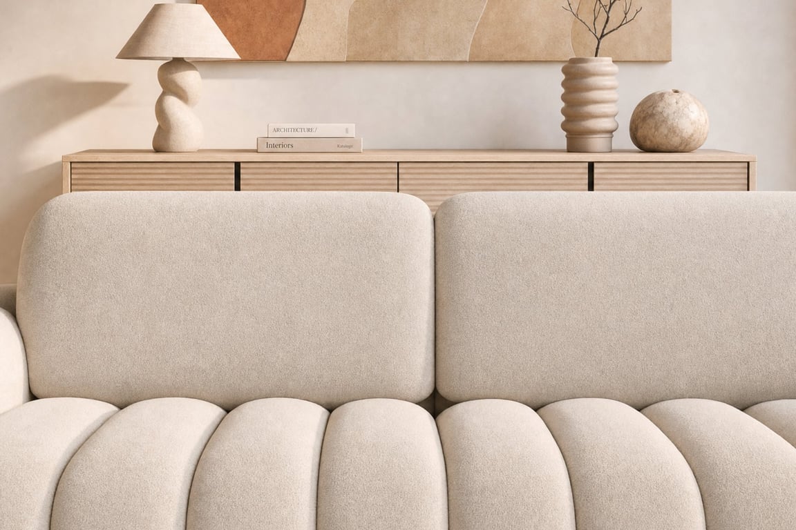 Maria - Canapé convertible 3 places tissu beige - Vue supplémentaire 3