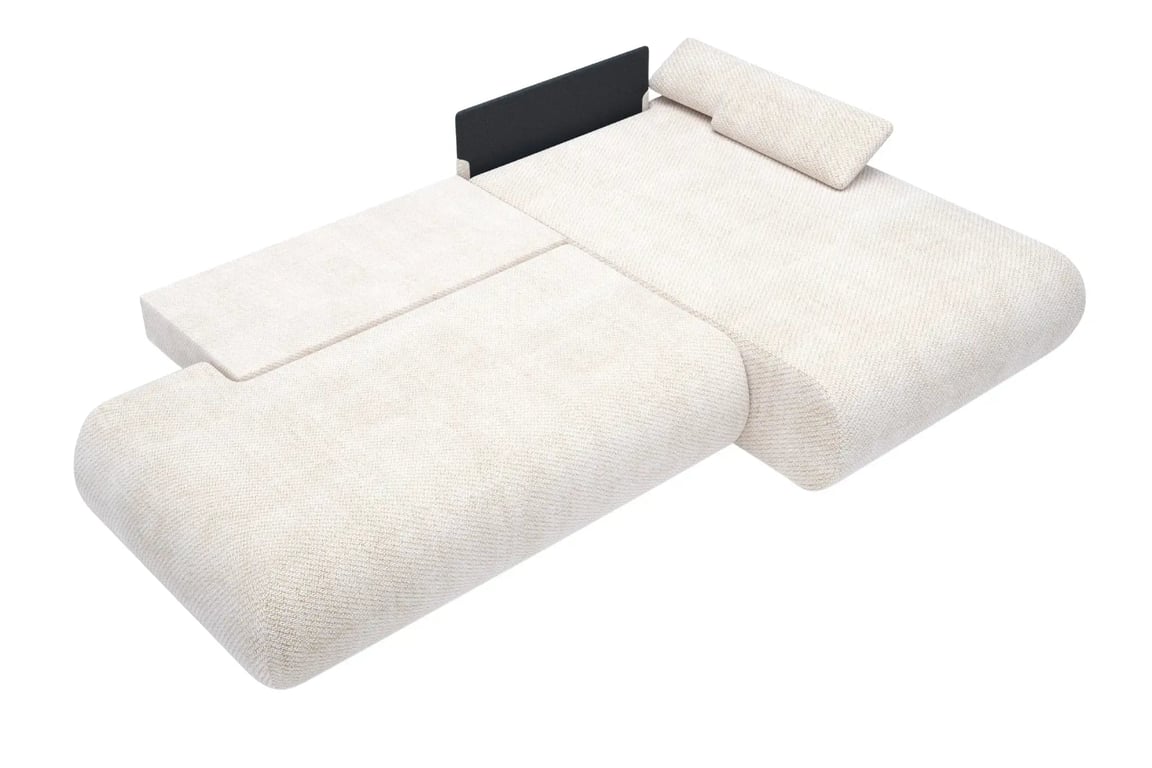 Levi - Canapé d'angle convertible 3 places tissu beige - Vue supplémentaire 2