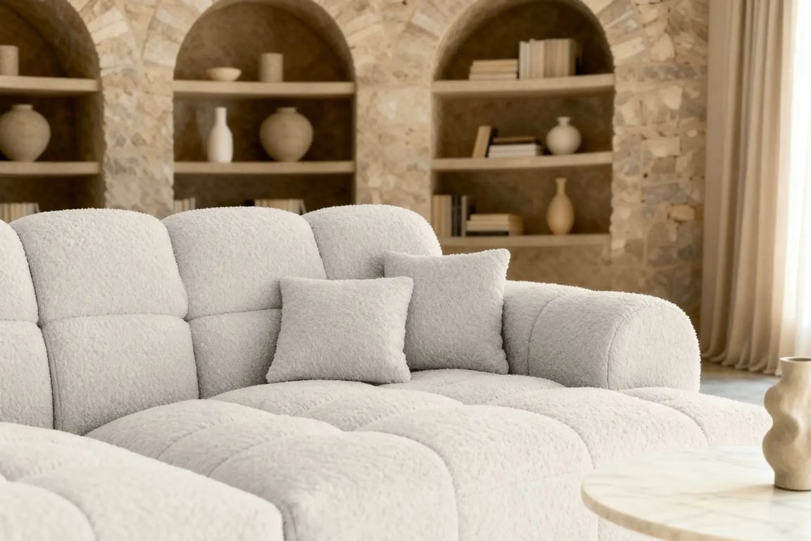 Alexia - Canapé XL 3 places tissu bouclette beige - Vue supplémentaire 3
