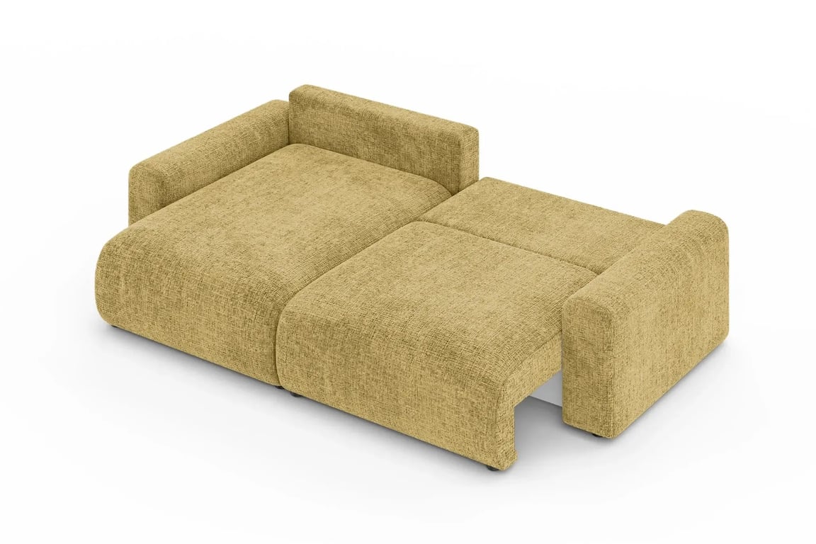Oli - Canapé d'angle convertible 4 places chenille jaune - Vue supplémentaire 3