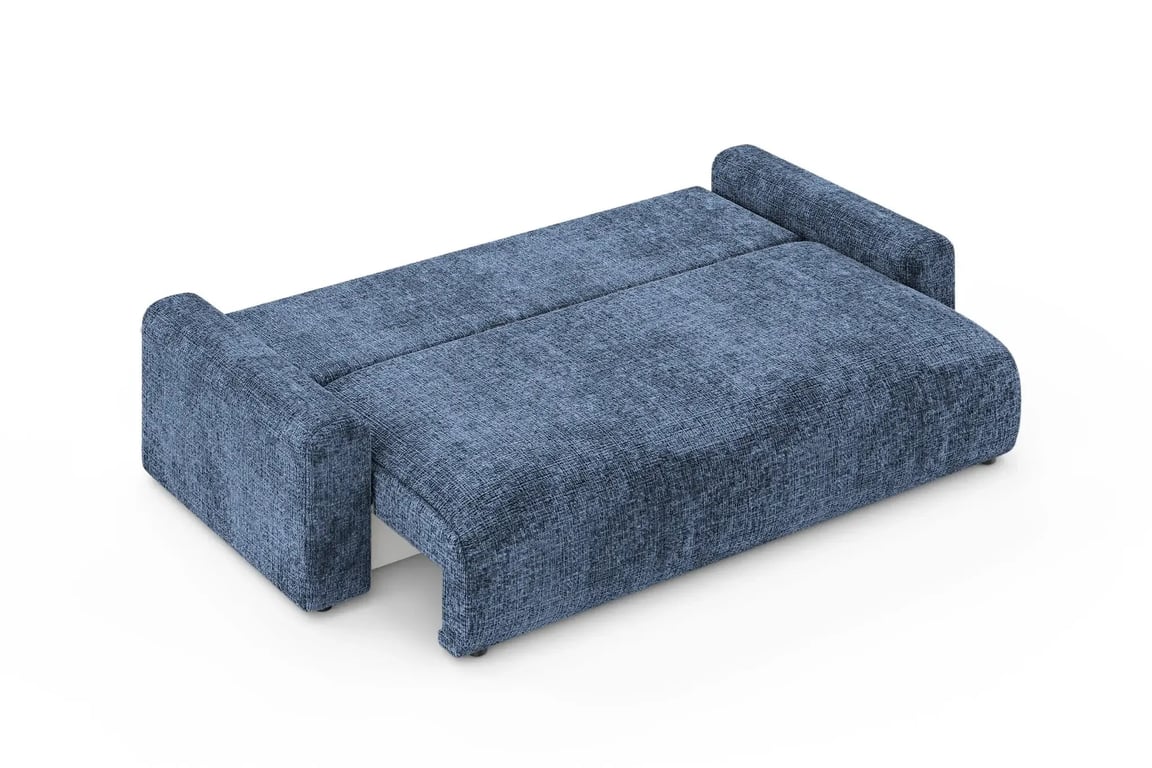 Oli - Canapé convertible 3 places chenille bleu - Vue supplémentaire 3