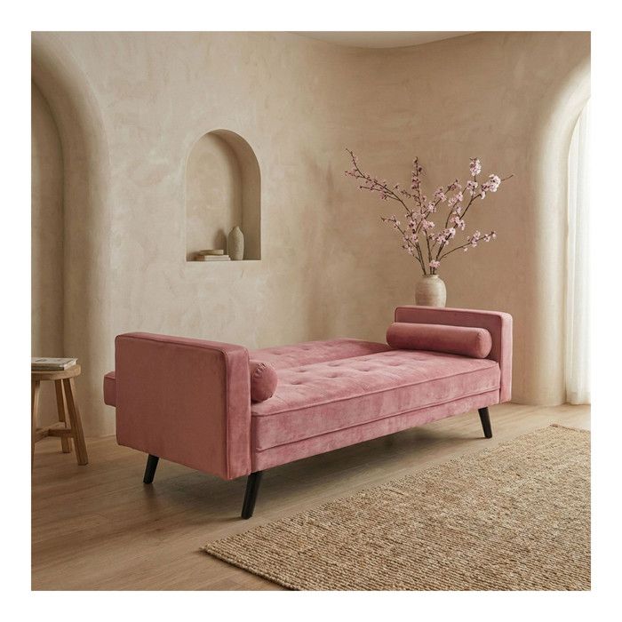 Canapé Convertible 3 Places Scandinave 'navya' Rose - Paris Prix - Vue supplémentaire 2