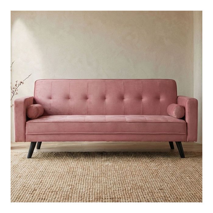 Canapé Convertible 3 Places Scandinave 'navya' Rose - Paris Prix - Vue supplémentaire 3