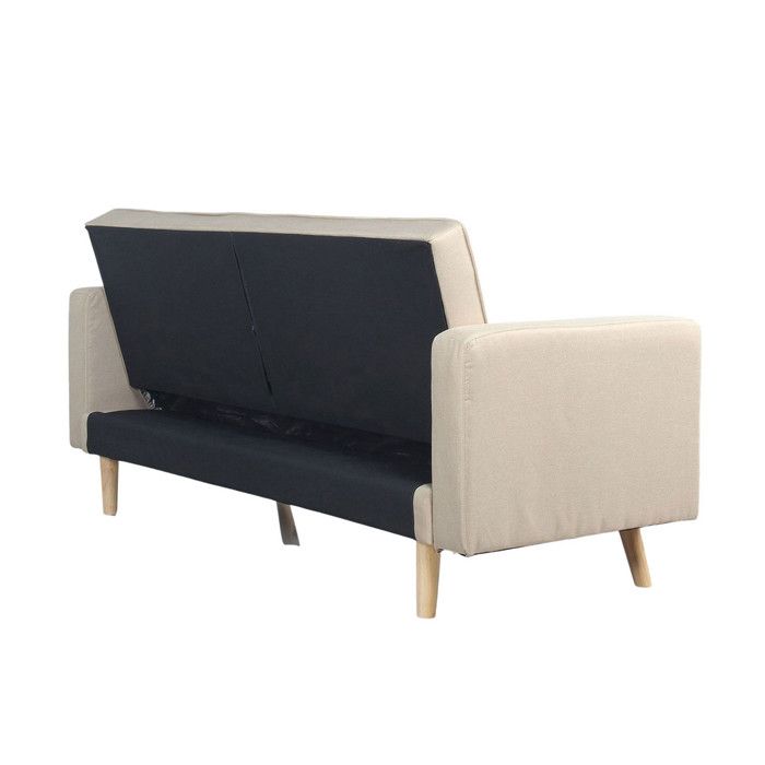 Canapé Convertible 3 Places Scandinave "navya" Beige - PARIS PRIX - Design contemporain - Couchage occasionnel - Vue supplémentaire 2