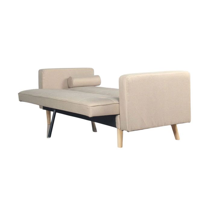 Canapé Convertible 3 Places Scandinave "navya" Beige - PARIS PRIX - Design contemporain - Couchage occasionnel - Vue supplémentaire 3