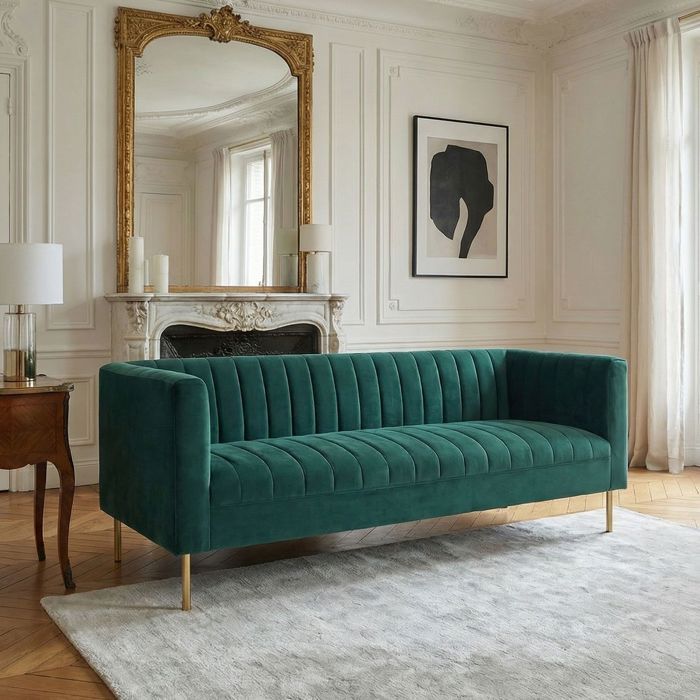 Produit similaire: Canapé moderne 3 places à coutures verticales Sacramento Velours Vert