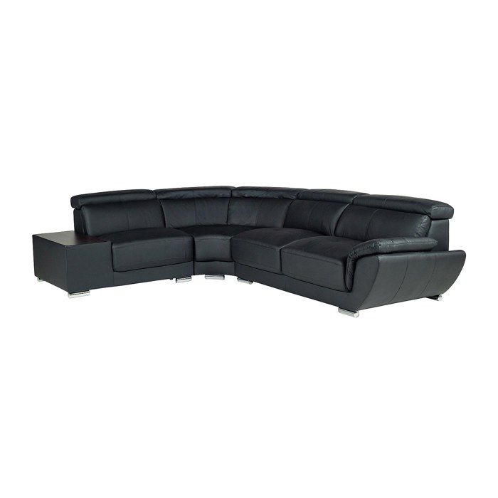 Nahia - Canapé d'angle fixe 5 places cuir noir - Vue supplémentaire 1