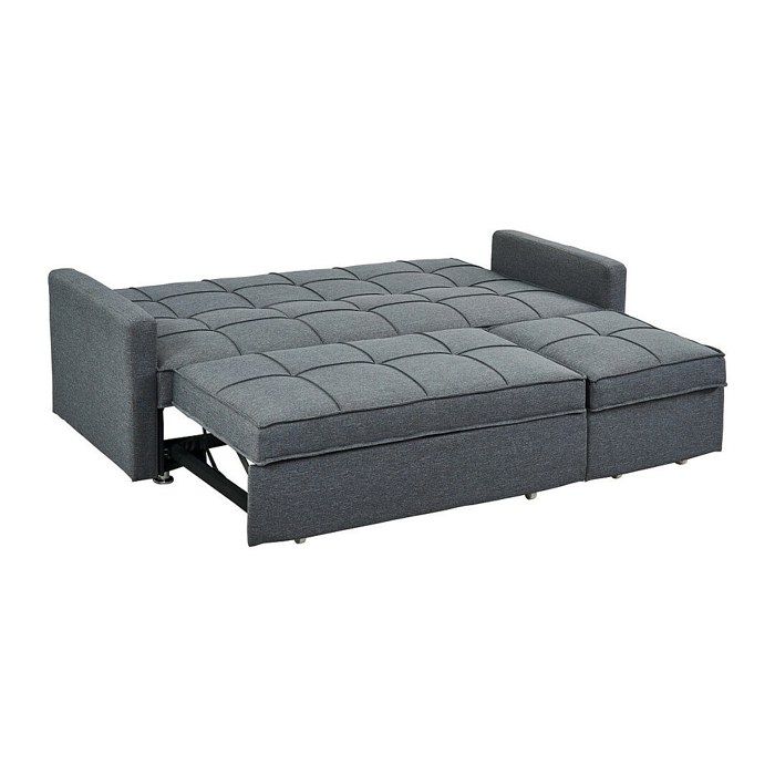 Canapé convertible en tissu CANETTI - VENTE-UNIQUE - 3 places - Gris - Couchage king size - Vue supplémentaire 1
