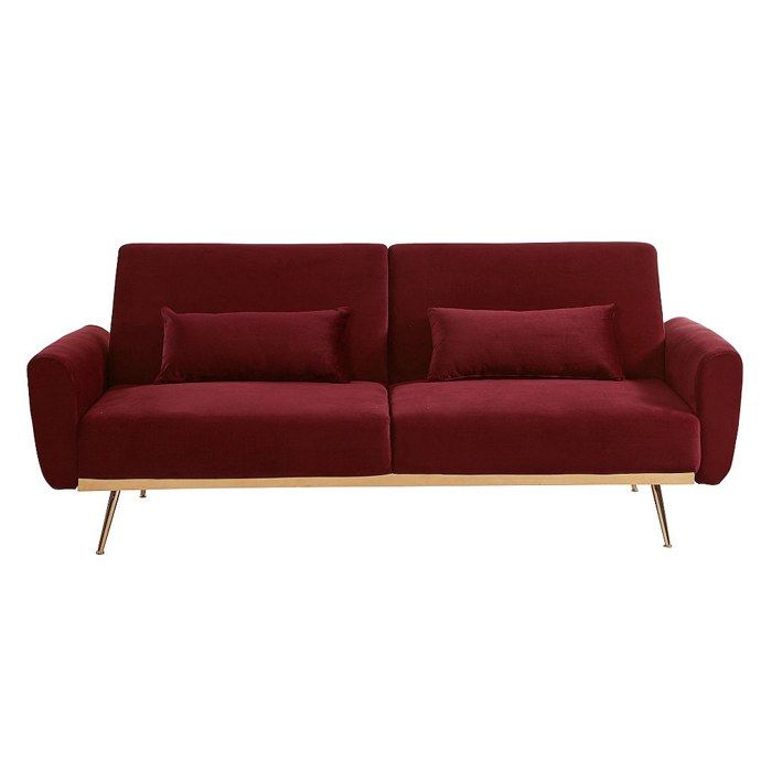 Canapé Convertible Clic-Clac en Tissu Rouge - Vente-unique - LAUNEI - Vue supplémentaire 1