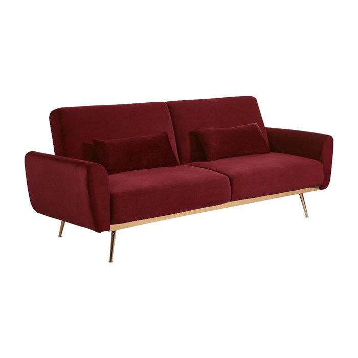 Canapé Convertible Clic-Clac en Tissu Rouge - Vente-unique - LAUNEI - Vue supplémentaire 2