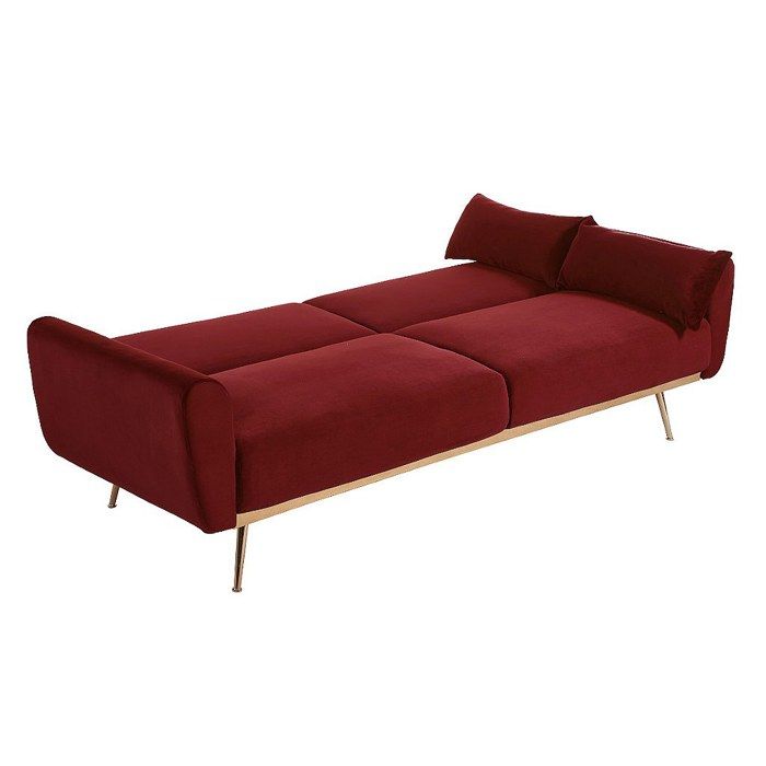 Canapé Convertible Clic-Clac en Tissu Rouge - Vente-unique - LAUNEI - Vue supplémentaire 3