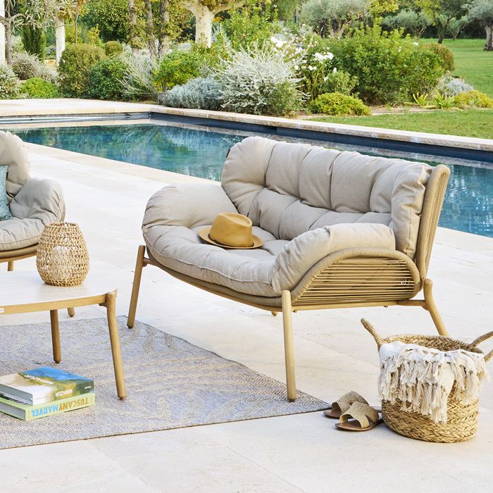 Canapé de jardin "Meloane" beige 2 places en acier polyester - Hespéride - Unique