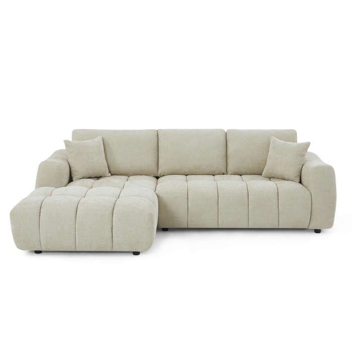 Kerea - Canapé d'angle gauche 4 places chenille beige - Vue supplémentaire 1
