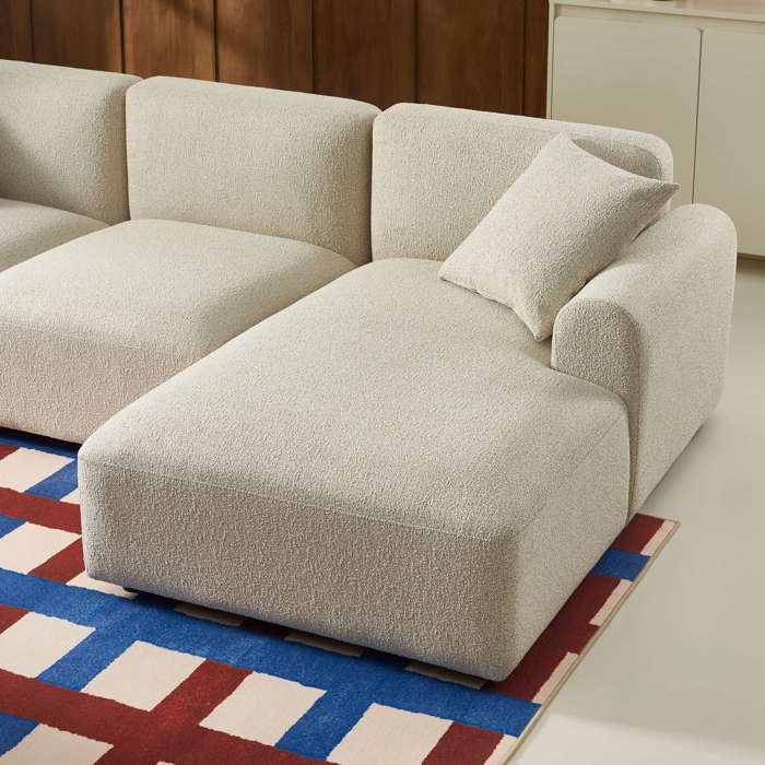 Corela - Canapé d'angle droit 4 places chenille beige - Vue supplémentaire 3