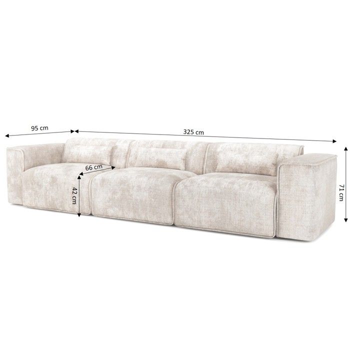Nuna - Canapé 4 places tissu beige - Vue supplémentaire 2