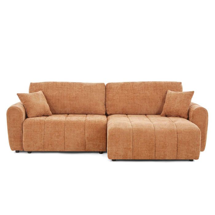 Jonea - Canapé d'angle convertible 4 places tissu texturé orange - Vue supplémentaire 1