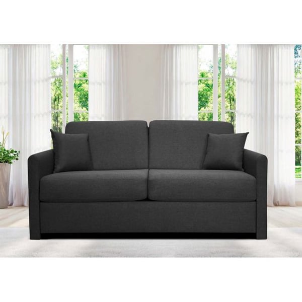 XENON Canapé convertible 3 places gris anthracite matelas Dunlopillo 140cm