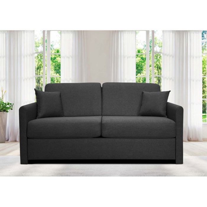 XENON Canapé convertible 3 places gris anthracite matelas Dunlopillo 140cm