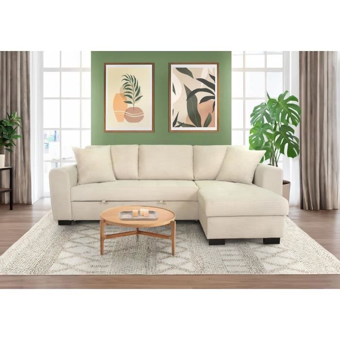 Produit similaire: Canapé d'angle convertible réversible - 4 places - HAMILTON - Tissu Beige - L 245 x P 150 x H 86 - Fabriqué en Ukraine