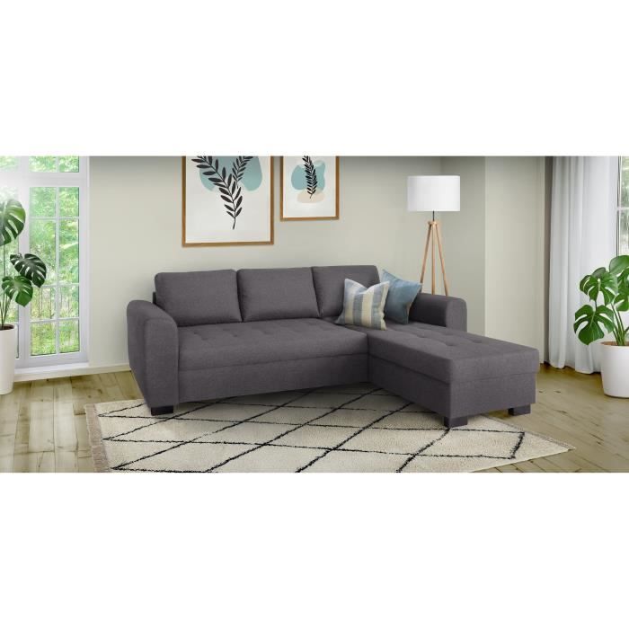 Produit similaire: Canapé d'angle fixe réversible 4 places - Tissu Anthracite - L245 x P150 x H86 cm - HAMILTON - Fabriqué en Ukraine