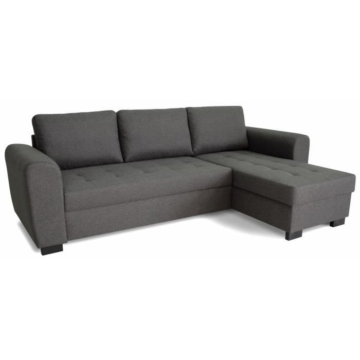 Canapé d'angle fixe réversible 4 places - Tissu Anthracite - L245 x P150 x H86 cm - HAMILTON - Fabriqué en Ukraine - Vue supplémentaire 1