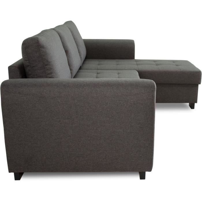 Canapé d'angle fixe réversible 4 places - Tissu Anthracite - L245 x P150 x H86 cm - HAMILTON - Fabriqué en Ukraine - Vue supplémentaire 2
