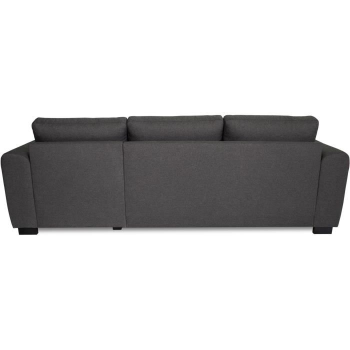 Canapé d'angle fixe réversible 4 places - Tissu Anthracite - L245 x P150 x H86 cm - HAMILTON - Fabriqué en Ukraine - Vue supplémentaire 3