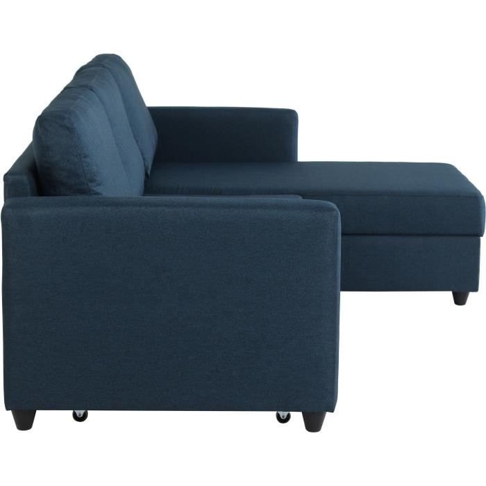 Canapé CATS angle convertible réversible 3 places - Tissu bleu - Vue supplémentaire 1