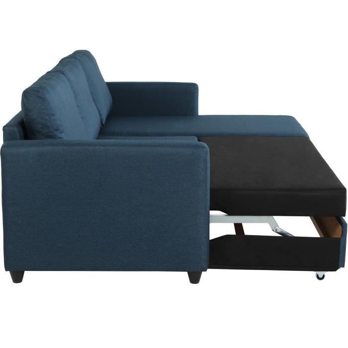 Canapé CATS angle convertible réversible 3 places - Tissu bleu - Vue supplémentaire 2