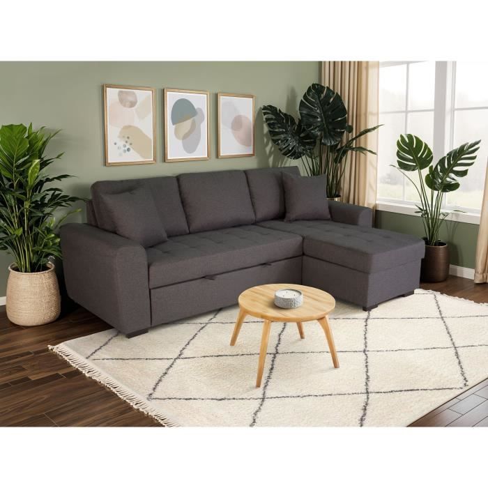 Produit similaire: Canapé d'angle convertible réversible 4 places - Tissu gris - L 244 x P 151 x H 90 - HAMILTON - Fabriqué en Ukraine