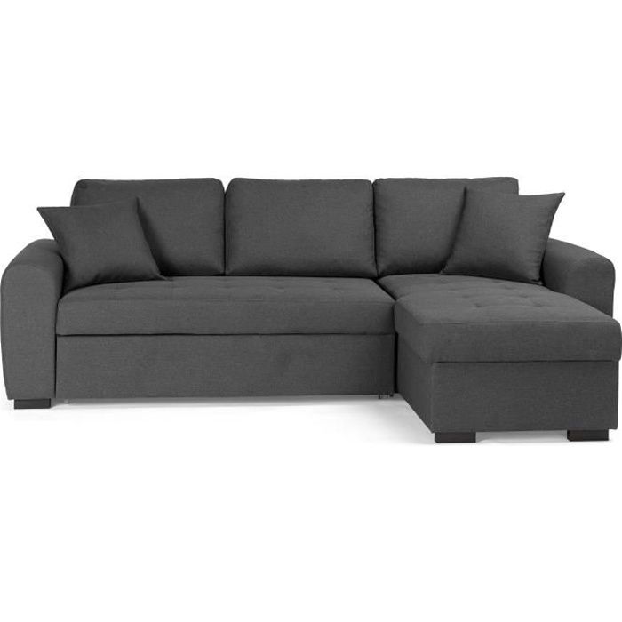 Canapé d'angle convertible réversible 4 places - Tissu gris - L 244 x P 151 x H 90 - HAMILTON - Fabriqué en Ukraine - Vue supplémentaire 1