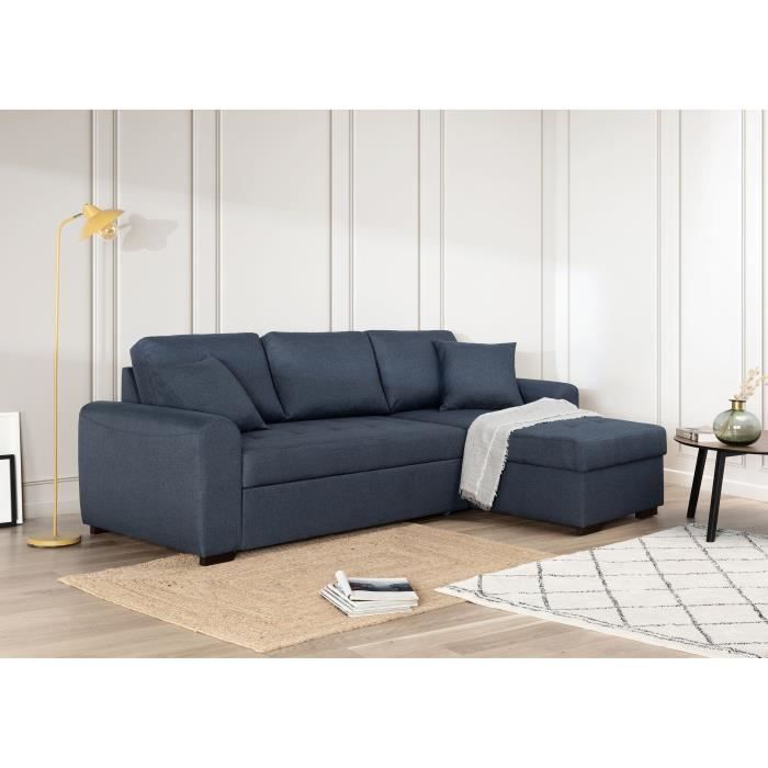 Produit similaire: Canapé d'angle convertible réversible - 4 places - Tissu Bleu - HAMILTON - L 244 x P 151 x H 90 - Fabriqué en Ukraine