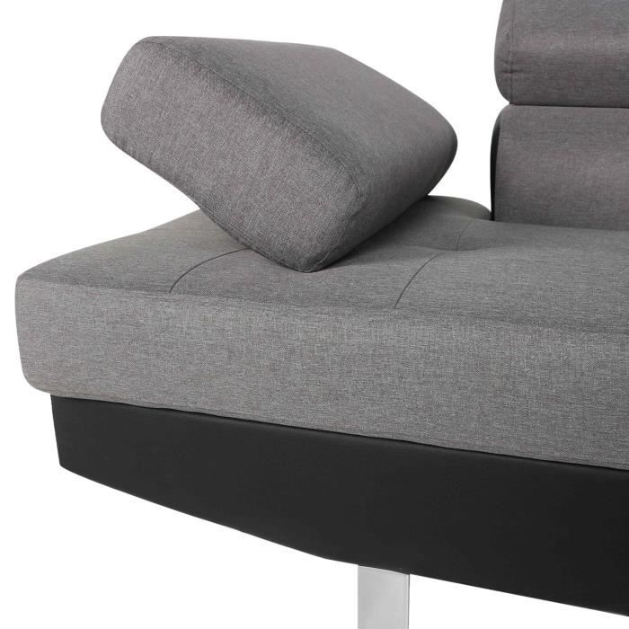 Canapé d'angle droit Charly Gris et Noir - Contemporain - Design - 5 places - Tissu/Simili - Vue supplémentaire 1