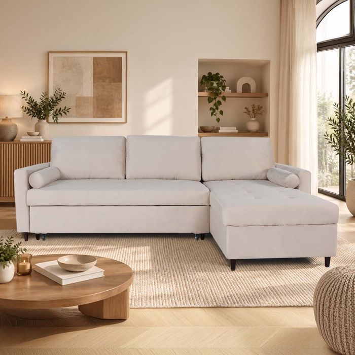 Produit similaire: Canapé d'angle convertible réversible Claudio en velours beige