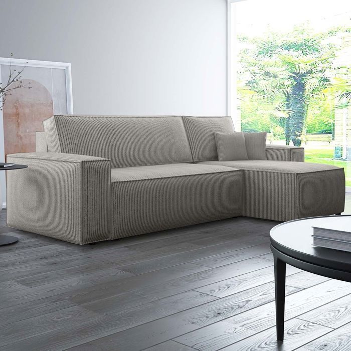Produit similaire: Canapé d'angle convertible réversible Lorenzo en velours côtelé Taupe