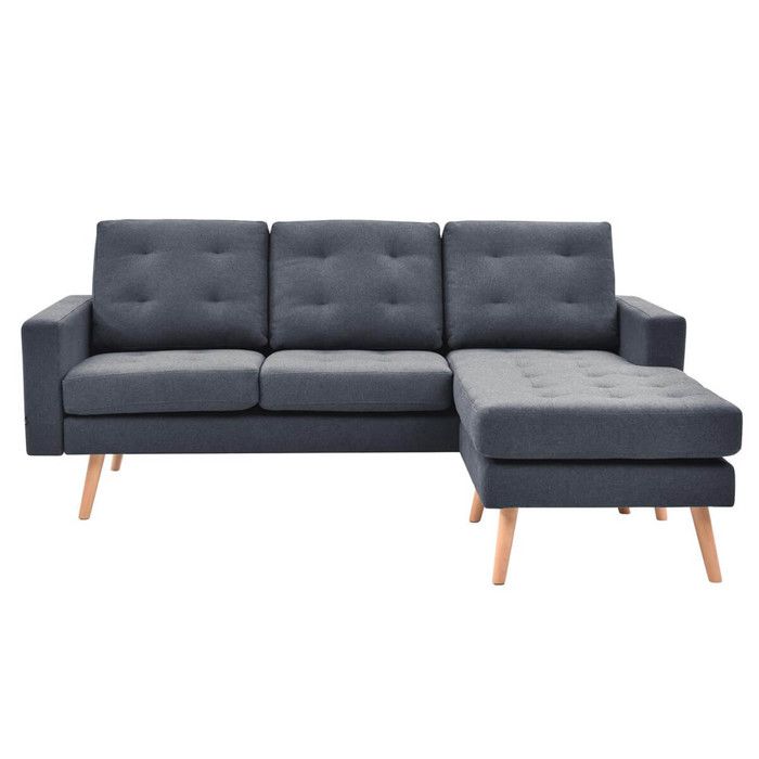KULMA - Canapé d'Angle Réversible Gris Foncé Capitonné - Vue supplémentaire 3