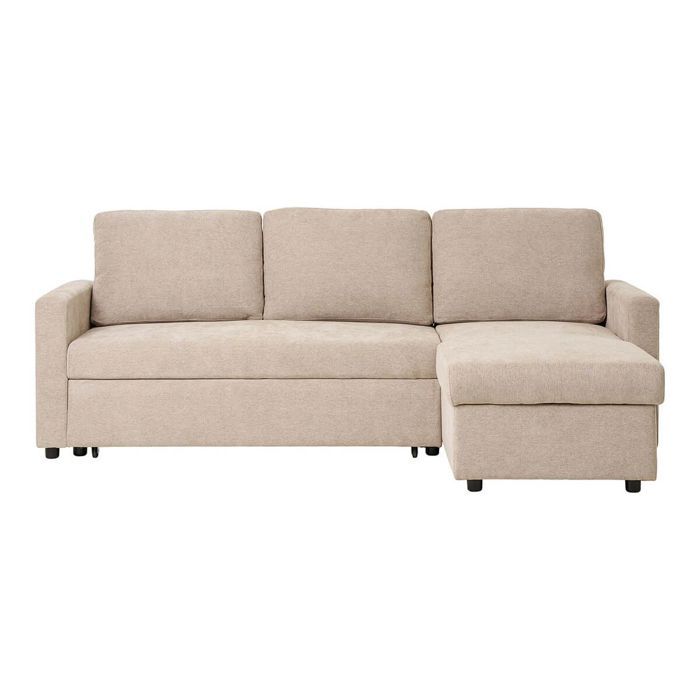 SAREK - Canapé Convertible Méridienne-coffre Réversible en Tissu Beige - Vue supplémentaire 1