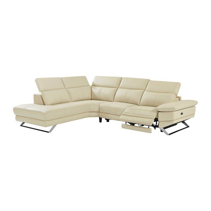 Canapé d'angle gauche relax électrique en cuir de vachette beige PUNO II - Vue supplémentaire 2