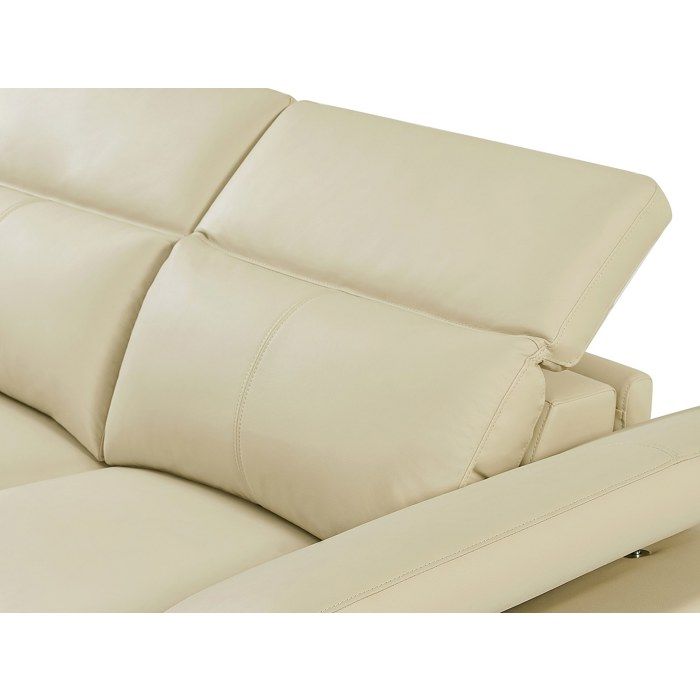Canapé d'angle gauche relax électrique en cuir de vachette beige PUNO II - Vue supplémentaire 3