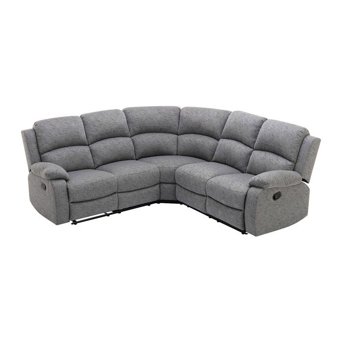 Canapé d'angle relax en tissu gris clair RIETI - Vue supplémentaire 1