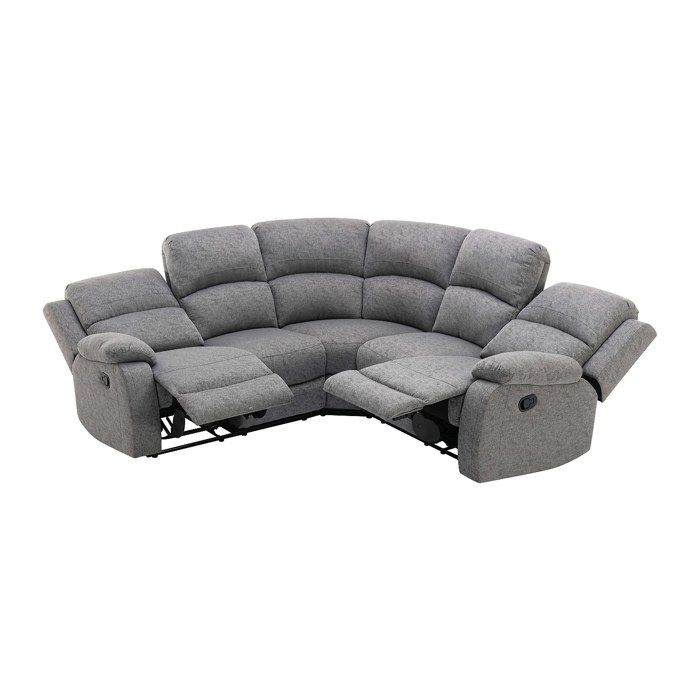 Canapé d'angle relax en tissu gris clair RIETI - Vue supplémentaire 2