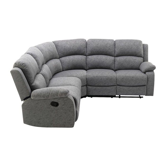 Canapé d'angle relax en tissu gris clair RIETI - Vue supplémentaire 3