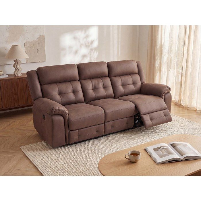 Produit similaire: Canapé 3 places relax électrique en microfibre aspect cuir vieilli marron ORTIANO