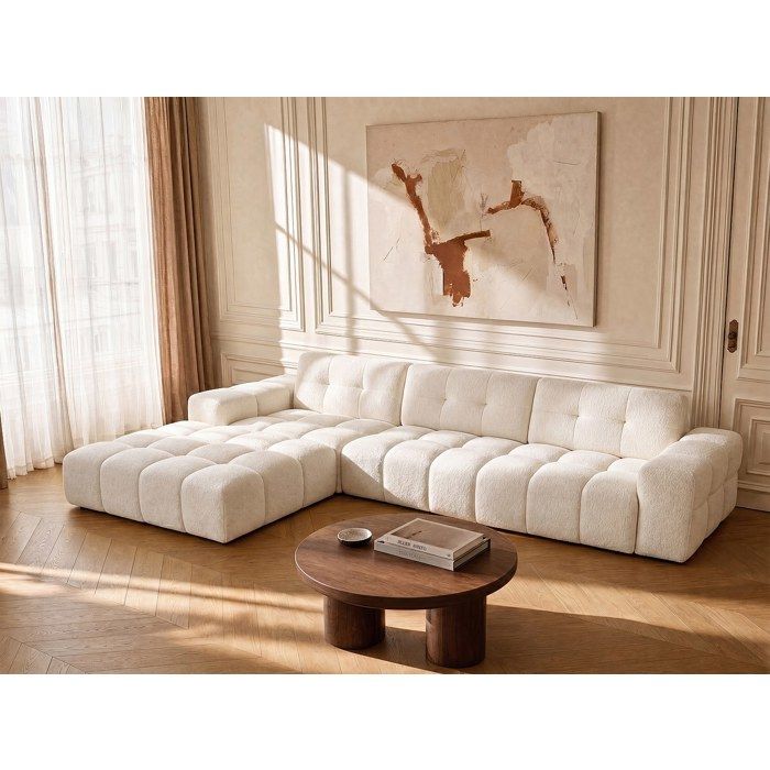 Produit similaire: Canapé d'angle gauche en tissu bouclette blanc SOPELANA