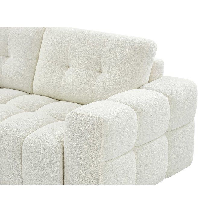 Canapé d'angle gauche en tissu bouclette blanc SOPELANA - Vue supplémentaire 2